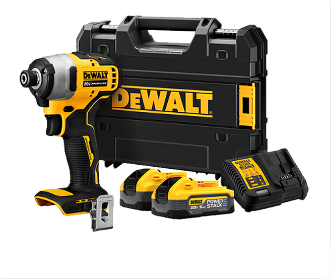 디월트 20V MAX 파워스택 DCF809H2T 브러쉬리스 컴팩트 임팩 드라이버, 1개, 옐로우/블랙