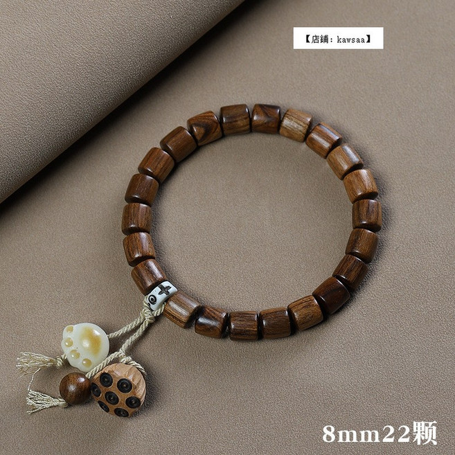 kawsaa 綠檀木黑花梨桶珠手串, 黑花梨8mm22顆[貓爪蓮蓬], 1個
