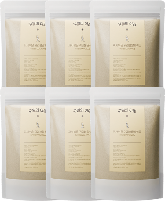 구월의아침 쪄서볶은 귀리분말쉐이크 귀리미숫가루 선식, 500g, 6개