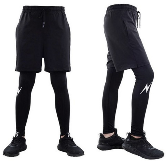 장사부 2in1 일체형 레깅스 팬츠 남성트레이닝복 남자레깅스