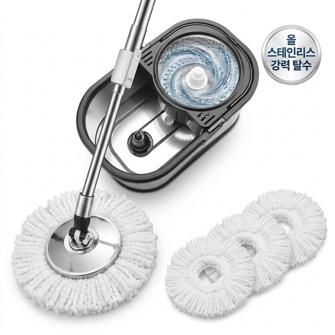 워홈 통돌이 회전걸레 물걸레 청소기 탈수통+밀대+걸레4P, 1개