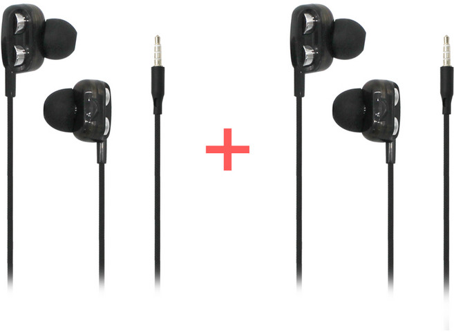 BSE-S1 듀얼 유닛 이어폰 번들 2개 1세트 3.5mm 4극 커널형 블랙 화이트, 블랙+블랙