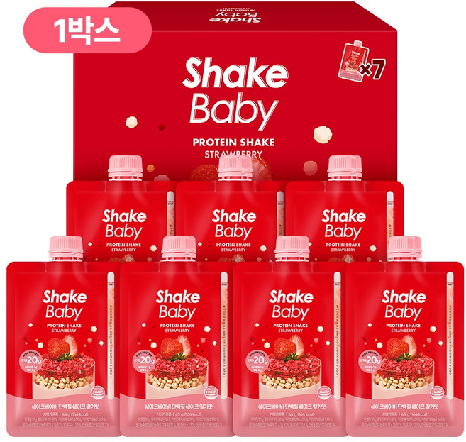 쉐이크베이비 단백질 쉐이크 딸기맛 파우치, 45g, 7개