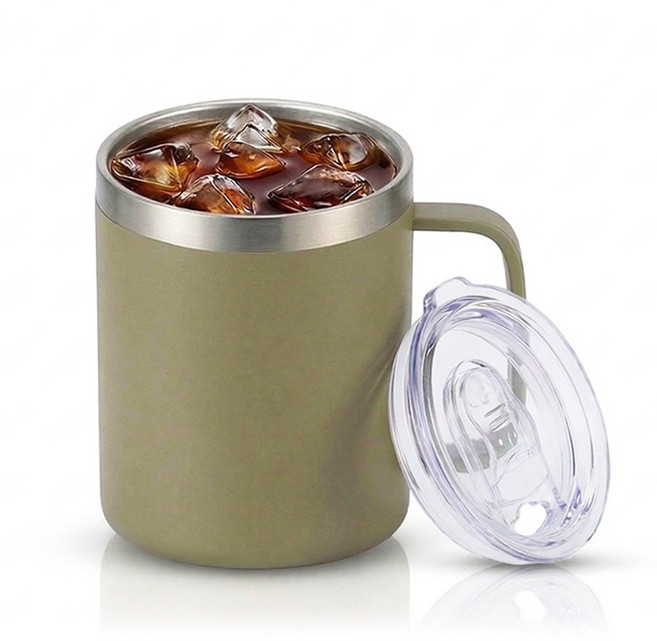 도로 보온 보냉 텀블러 머그컵 355ml 6색, 카키, 1개