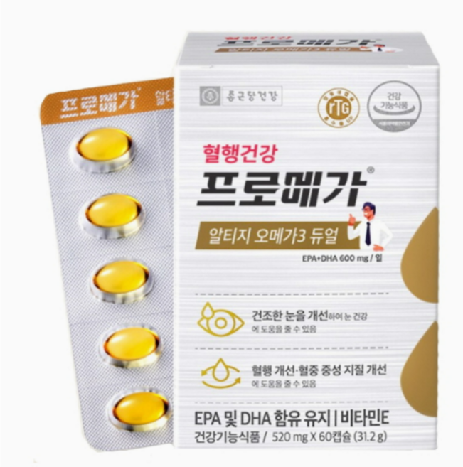 종근당건강 프로메가 알티지 오메가3 듀얼 520mgx 60캡슐 4개, 1정, 1개