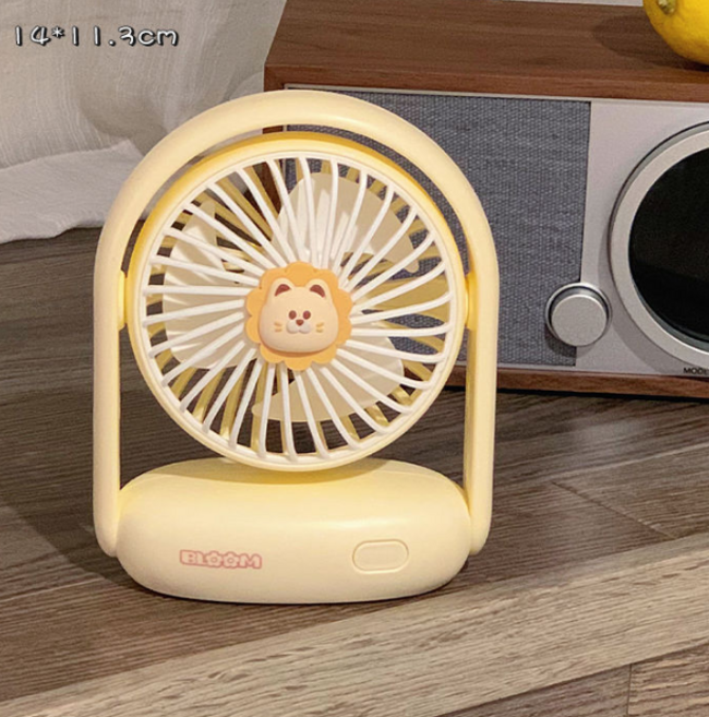 큐티 탁상용 무선 미니선풍기 3엽 애니멀 2단 바람 저소음 각도조절 벽걸기 가능 노슬립 USB충전식 휴대용 다용도 사무실 독서실 책상용 캠핑 피크닉용 여름핫 최신상, 1번 선풍기 선택-큐티 야웅이