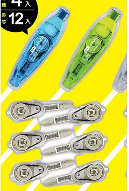 手牌 SDI i-PUSH 輕鬆按滾輪修正帶組, 1個, 分購價修正帶 2入 + 替換帶 6入