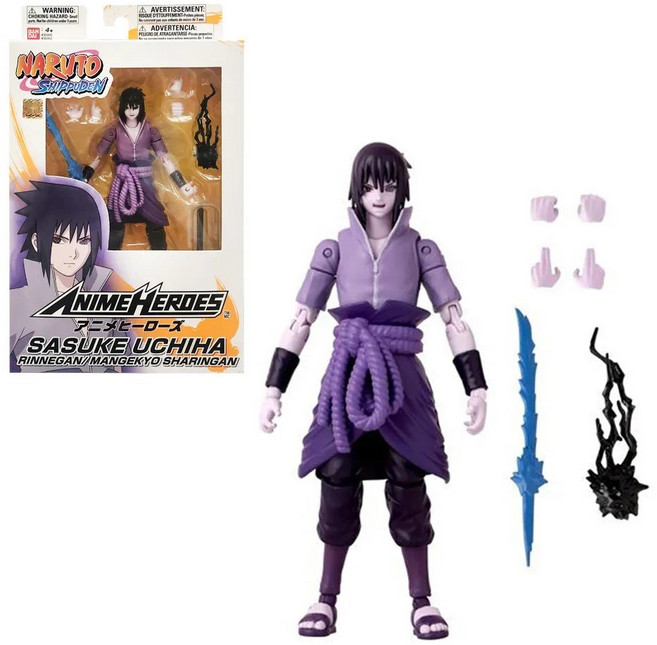 BANDAI 美版 6吋 火影忍者 佐助 輪迴眼&萬花筒寫輪眼 可動公仔 BT36962, 1個