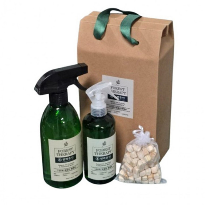 루체트리 탈취제 편백휴연 피톤치드 실내 차량 섬유 편백수 답례품 선물 세트 방향제, 편백수(500ml+150ml)+편백큐브(2개)