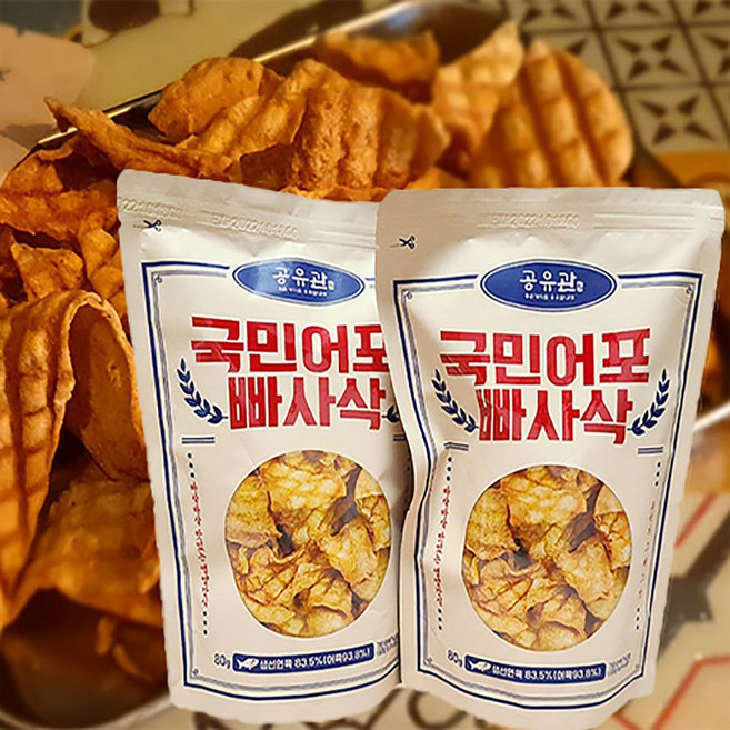 국민어포빠사삭 80g 공유관 쥐포튀김 맥주안주 꾸이 빠삭이 대용량, 1개