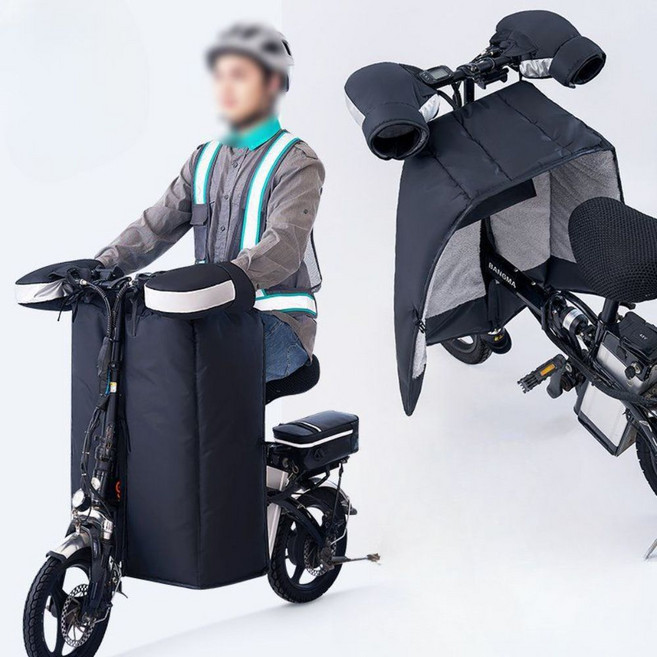 전기자전거 바람막이 라이딩 방한 두꺼운 가림막 스크린 겨울배달, 1. 퀼트/블랙