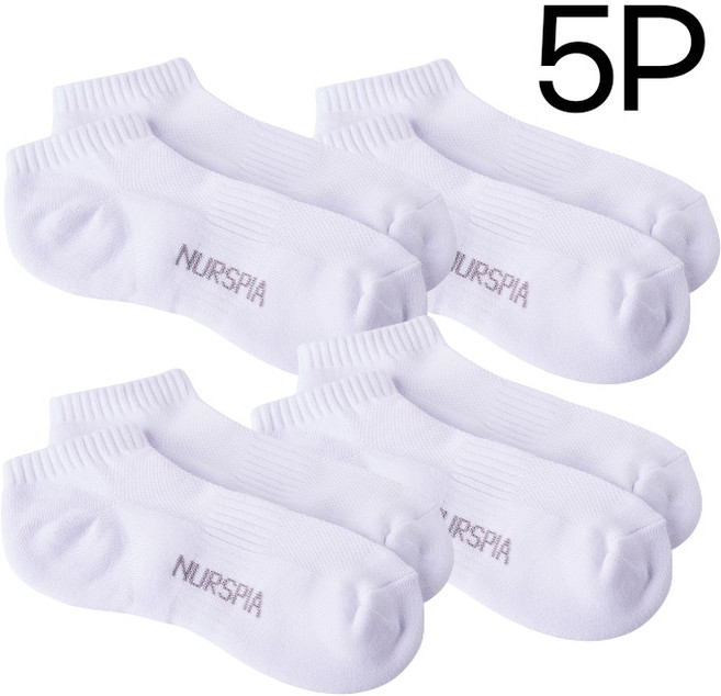 5P 간호사 스포츠 양말 두꺼운 쿠션 운동 양말 너스피아