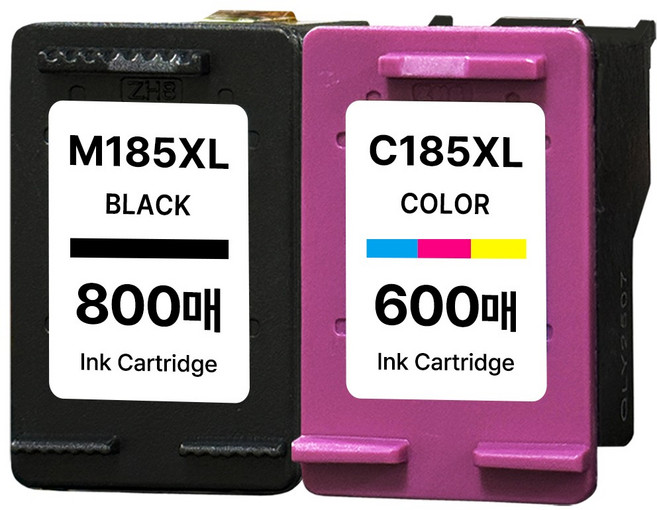 (800매 특대용량 세트) INK-M185 INK-C185 잉크 호환 SL-J1680 J1683 J1685 SL-J1780W J1780DW J1785W M185XL C185XL, 대용량 [검정+컬러], 1세트