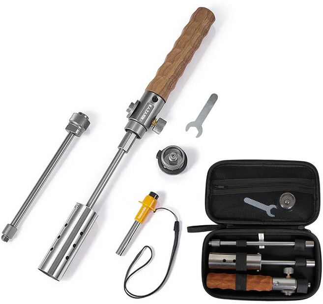 카자리코 캠핑 3단 분리 롱토치 숯불 장작 불 피우기 이소가스 가스토치 세트, 1개