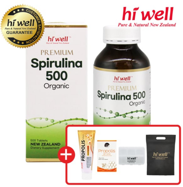뉴질랜드 스피루리나 100% 500mg 500정 유기농 스피룰리나 최신 유통기한 푸짐한 하이웰, 1개