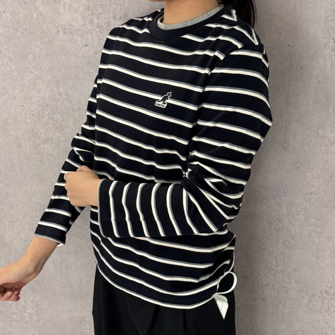 [국내정식매장] 캉골 티셔츠 Kangol 우먼스 스트라이프 긴팔 3542 네이비