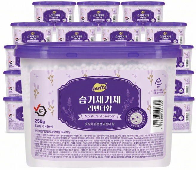 제스타 향기나는 습기제거제 라벤더향 250g, 18개, 450ml