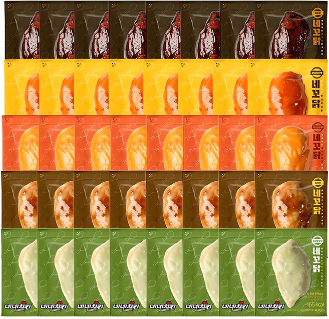 네네치킨 네꼬닭 소스 닭가슴살 혼합구성 5종, 100g, 40개