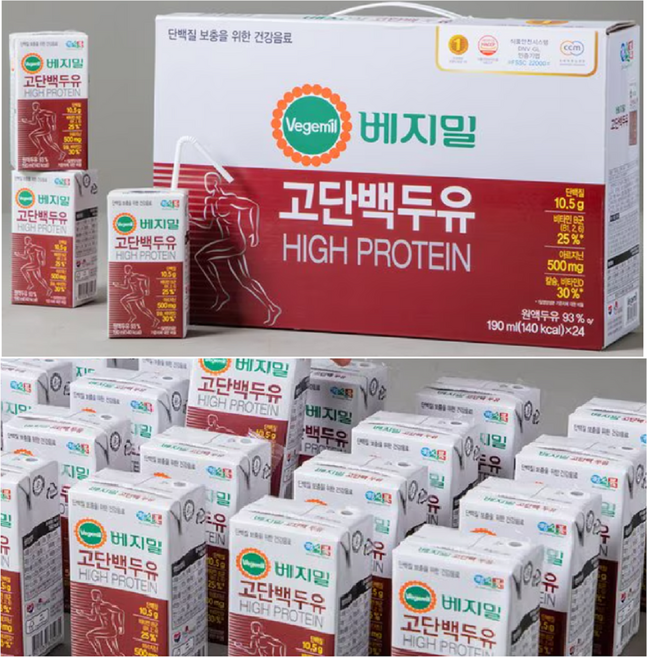 정식품 베지밀 고단백두유 하이프로틴 원액두유93%, 48개, 190ml