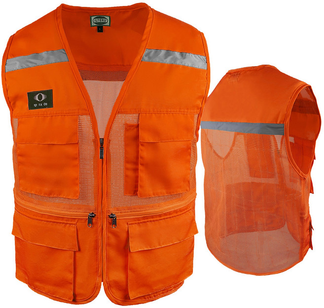 현장 단체 안전 작업복 망사 신호수 조끼 ITV-36A 주황색