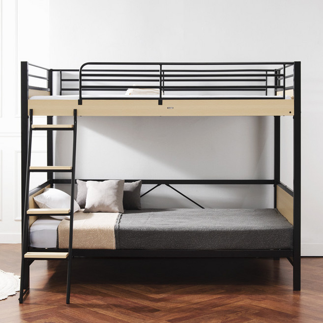 [에보니아] 제니퍼 철제이층침대 SS 기본형 독립스프링매트포함, 수직형사다리 화이트