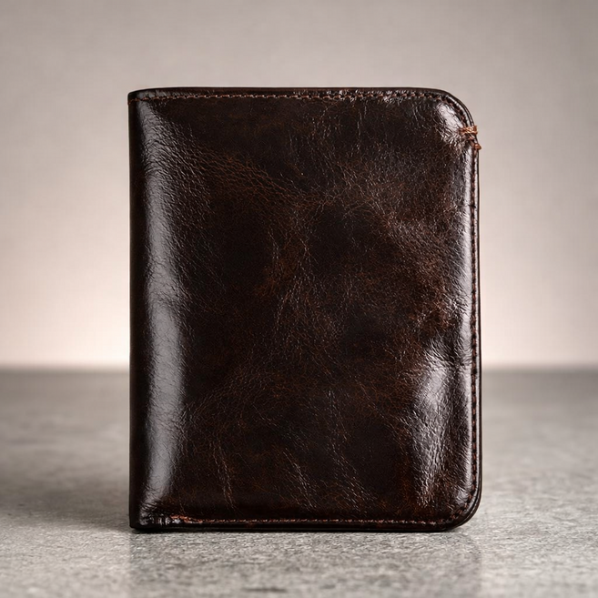 [오브룸] 에이징 오일 가죽지갑 100% 소가죽 학생지갑 남자지갑