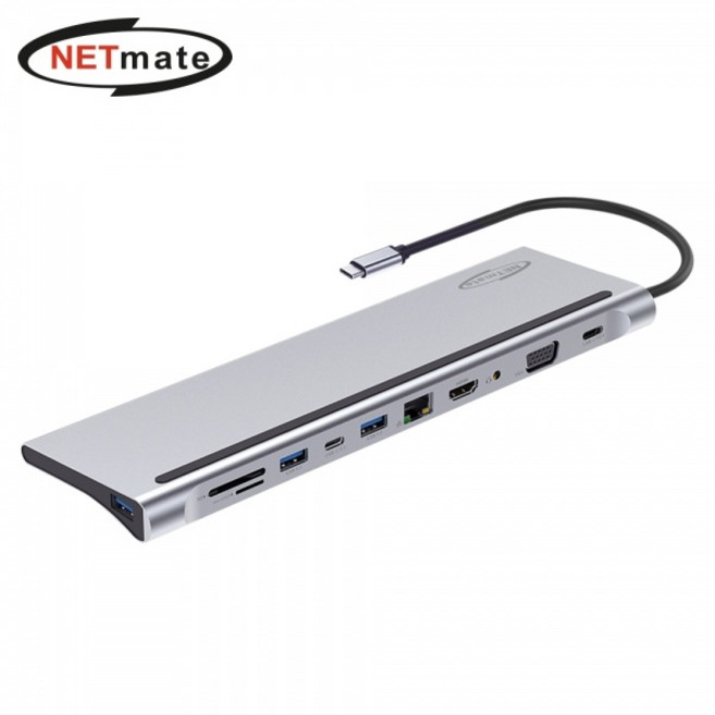 (강원전자) NETmate NM-TCD03 (USB허브/도킹/11포트/멀티허브) ▶ (유무전원/C타입) ◀, 1개