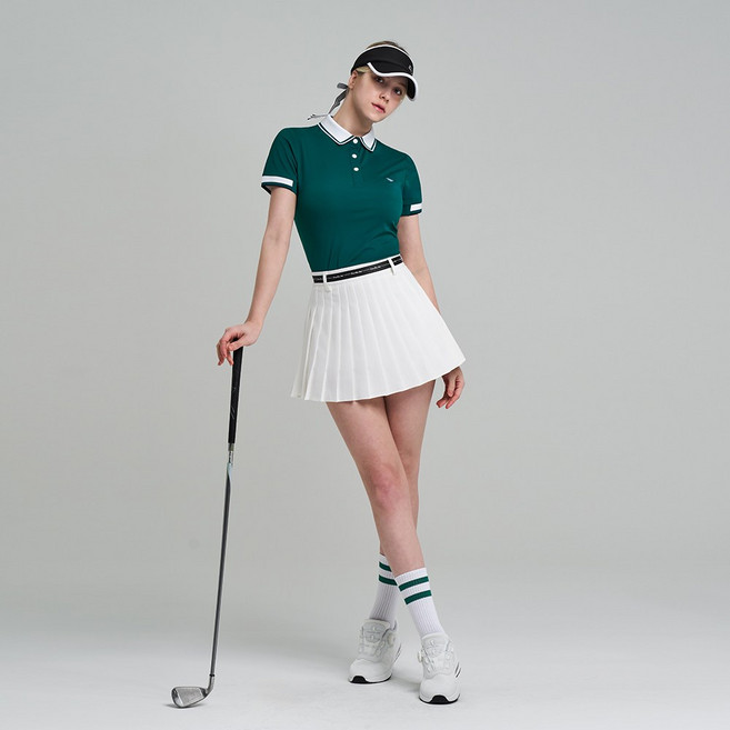 다운블로우 여성 골프웨어 소매 배색 카라 반팔 티셔츠 DBC 1914W