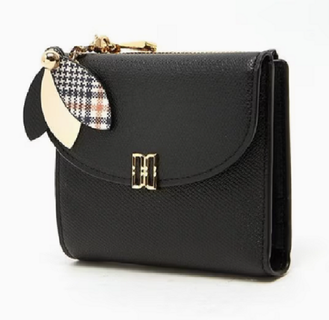 닥스 모던한 체크 플라워 장식 여성 반지갑 (선물포장)