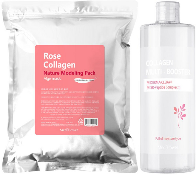 메디플라워 네이처 모델링팩 500g + 멀티 부스터 500ml, 로즈 콜라겐 500g, 콜라겐, 1개, 1세트