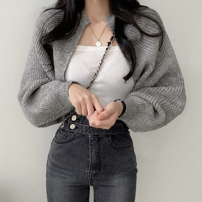 라라티나 루마 여성용 루즈핏 볼레로 니트 가디건