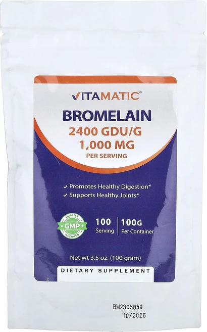 매우편하고 Vitamatic 브로멜라인 100g(3.5oz) 끝내주게잘나가는상품, Vitamatic 브로멜라인 100g35oz, 100g, 1개 - 쿠팡