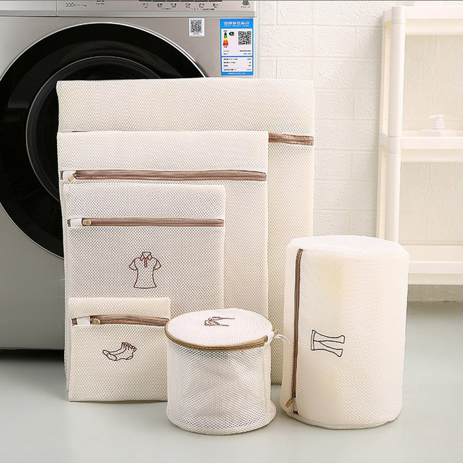 니트세탁망 히든지퍼 속옷 자수 통돌이 구김방지 빨래망, 1개, 18x19