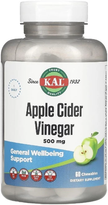 KAL 사과 식초 그린 애플 500mg 츄어블 60정, 1개 - 쿠팡