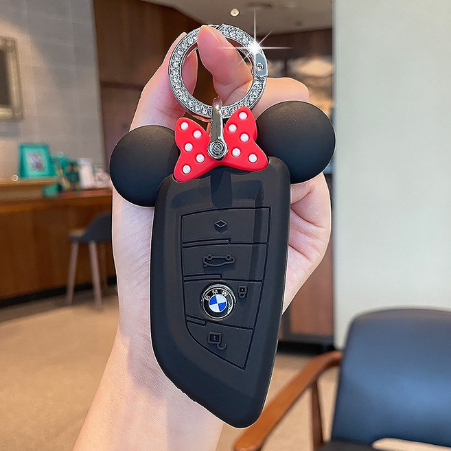 BMW 호환 귀여운 차키케이스 자동차 키링 키홀더, B타입, 블랙