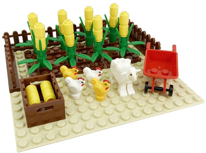 城市積木 農場養雞場 雞舍 蔬果農田 小顆粒積木 益智玩具 B5, 1個, RC004 玉米田（附說明書）