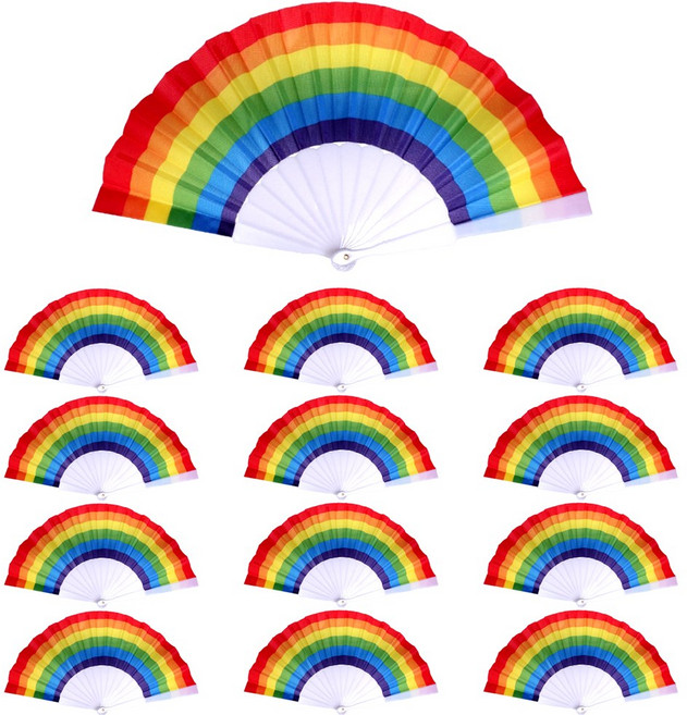접이식 무지개 부채 12개, 혼합색상