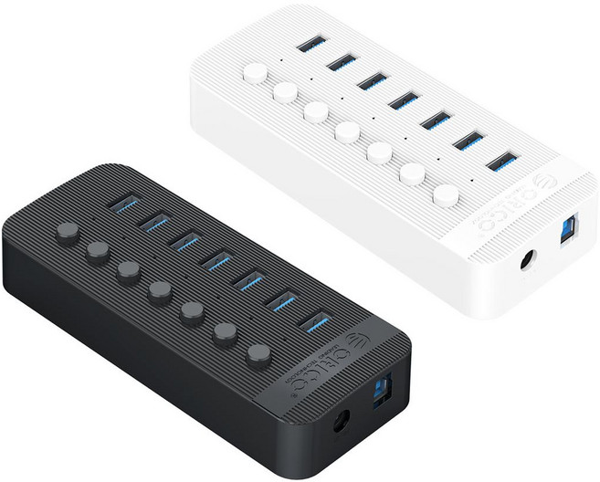 [오리코] ORICO CT2U3-7AB 7포트 유전원 충전겸용 USB 3.0 허브, 블랙, 1개