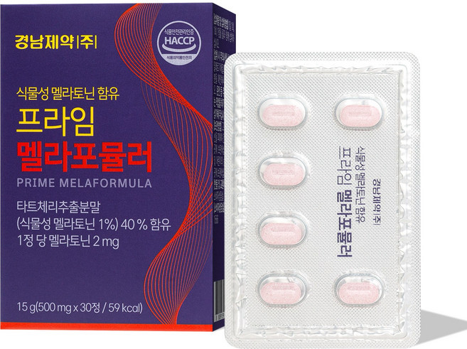 경남제약 식물성 멜라토닌 함유 프라임 멜라포뮬러 1정당 2mg 함유, 1개, 30정