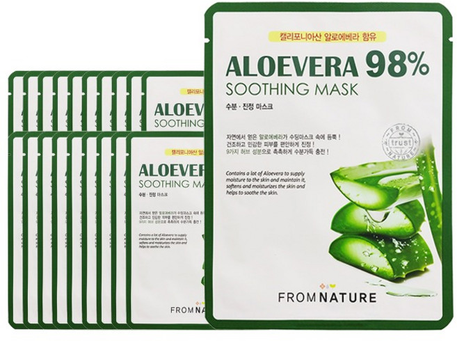 프럼네이처 알로에베라 98% 수딩 마스크팩 22ml 20개, 1개, 20개입