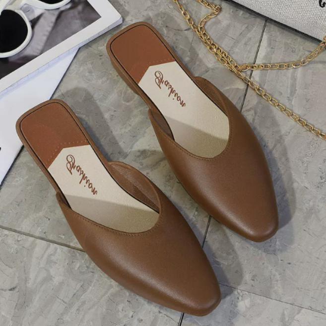 해피인뉴 심플한 여성 블로퍼 뮬 슬리퍼 슈즈 구두