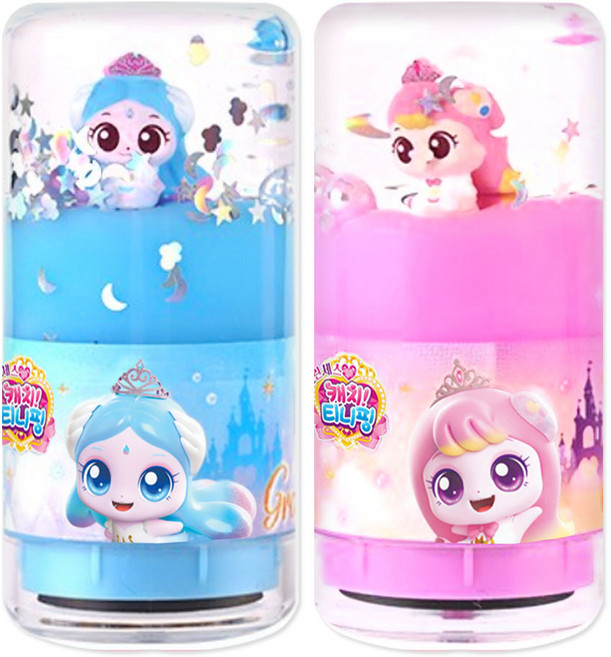 프린세스 캐치티니핑 워터볼 토이스탬프 2종 세트, 1세트, 사뿐+아름