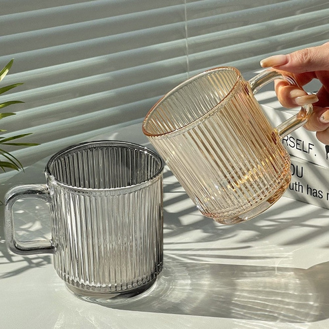 앞날창창 홈카페 북유럽 투명 머그컵 2종, 1세트