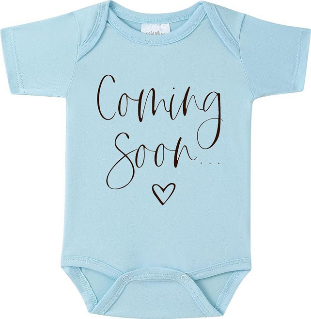 BIBIBLISSBABY Baby Coming Soon 바디수트 발표 조부모를 위한 재미있는 임신 발표 선물 Taro 0-3개월 227846, 베이비 블루