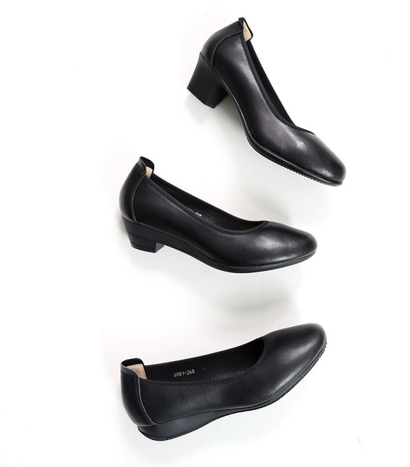 더웨이나인 발편한 여성 구두 승무원 유니화 단화 신발 검정 통굽