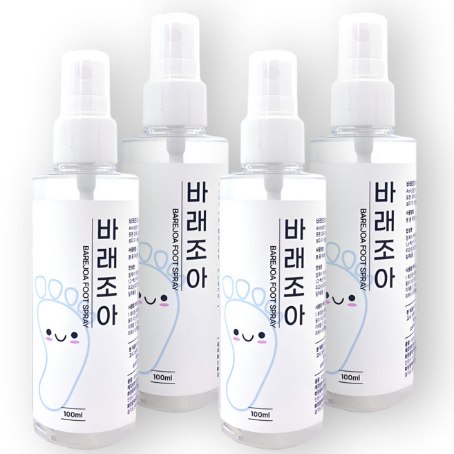 바래조아 간편하게 뿌리는 풋 스프레이 100ml, 4개, 1개입