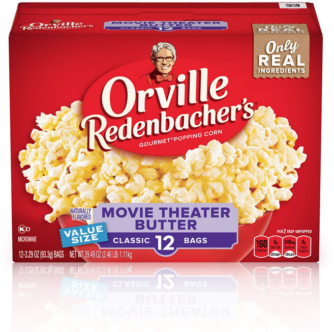 오빌 레덴바허스 영화관 버터 전자레인지 팝콘 3.29온스 Orville Redecher's Movie Theater Butter Microwave Popcorn 3.29 Ou, 1.1kg, 1개