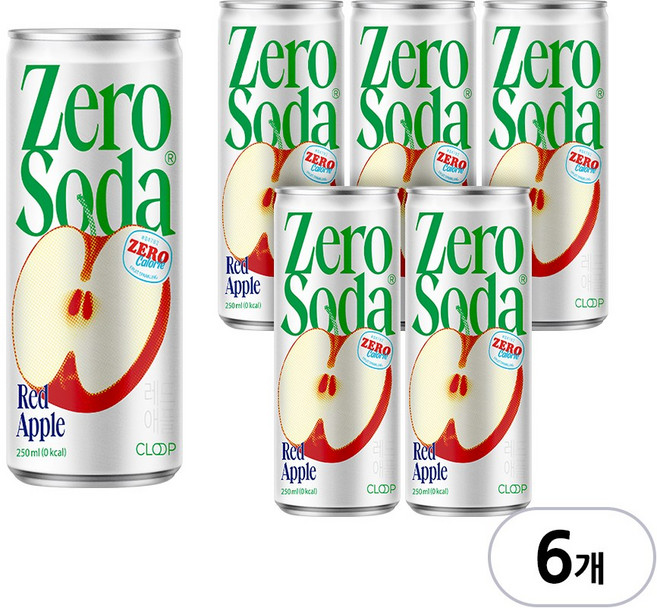 클룹 제로소다 레드애플, 250ml, 6개