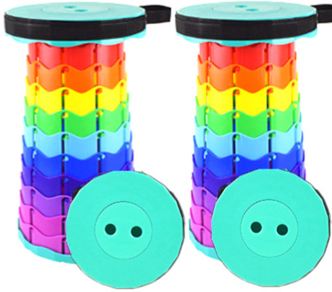 휴대용 접이식 자바라 의자, 2개, 레인보우 민트