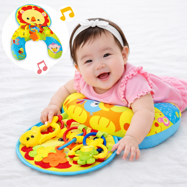 제이랜드 오감자극 터미타임 장난감 배밀이 쿠션 뒤집기 연습 아기 장난감, 1개, one size